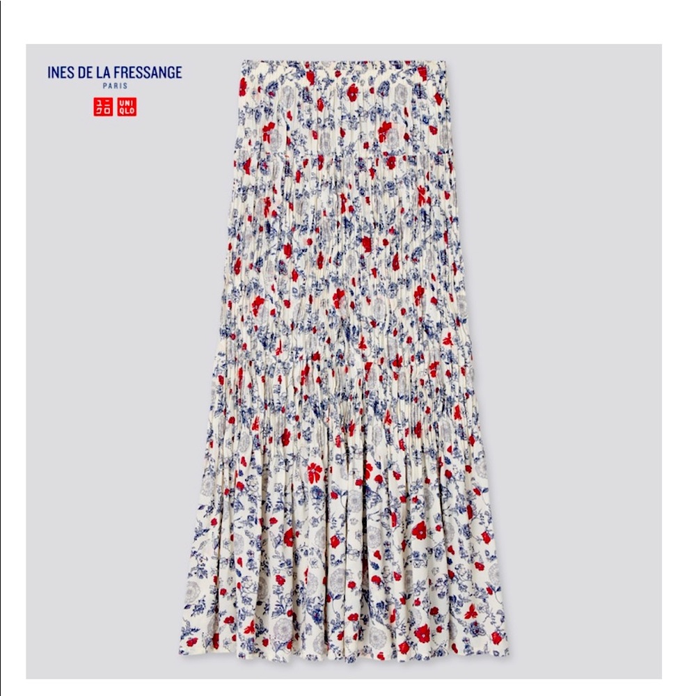 Uniqlo x Ines de la Fressange collaboration floral long skirt